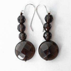Chocolate smoky quartz faceted drop style earrings Jess David
